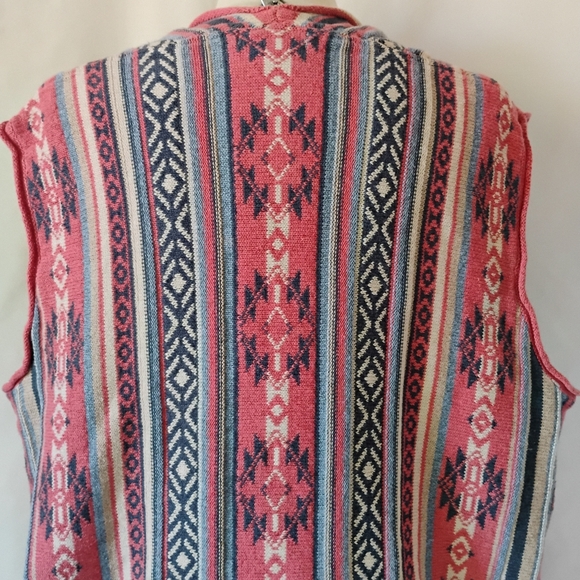 Ruff Hewn Colorful Knit Vest Poncho Boho Festival Style Geometric Aztec Pattern - Picture 8 of 16
